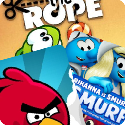 Smurfs, Cut the Rope and Angry Birds artwork